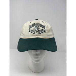 Vintage Apex One Michigan State‎ Spartans Strap Back Hat Cap, White & Green